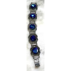 Beautiful Colorful Vintage Purple Blue Vintage Large Heliotrope Crystal Bracelet